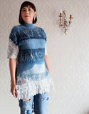 Blue Meadow Cashmere & Lace Aqua Eco Print Pullover