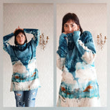 Tides & Meadows Aqua Eco Print Oversized Pullover