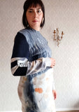 Midnight Meadow Long Aqua Eco Print Pullover