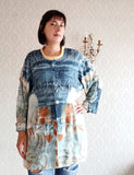 Blue Valley Aqua Eco Print Oversized Pullover + Pockets