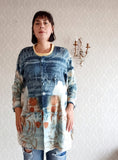 Blue Valley Aqua Eco Print Oversized Pullover + Pockets