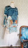 Blue Valley Aqua Eco Print Oversized Pullover + Pockets