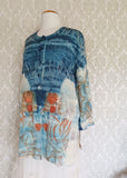 Blue Valley Aqua Eco Print Oversized Pullover + Pockets