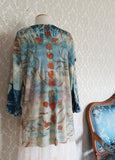 Blue Valley Aqua Eco Print Oversized Pullover + Pockets