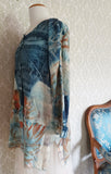 Blue Valley Aqua Eco Print Oversized Pullover + Pockets