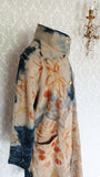 Midnight Wildflower Ecoprint Full Length Cashmere Coat