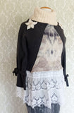 Lackadaisical Lilies Cashmere & Vintage Lace Eco Print Pullover - M/L