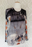 Charcoal Eucalyptus Vintage Cashmere Eco Printed Long Sleeve