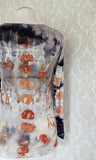 Charcoal Eucalyptus Vintage Cashmere Eco Printed Long Sleeve