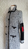 Long Monochrome Boucle Stretch Knit Sweater - MEDIUM/LARGE