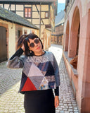 Triangle Patchwork Eco Print Pullover - ONE SIZE