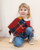 Mini Red Tartan Upcycled Patchwork Poncho