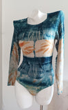 Blue Fire Eucalyptus Botanical Print MERINO Bodysuit - SMALL/MEDIUM