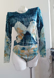 Blue Meadow Eucalyptus Botanical Print CASHMERE Bodysuit - LARGE