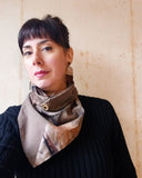 Bronze Two Tone Botanically Printed Silk + Linen Wrap Scarf