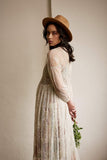 Vintage Cotton Lace Maxi Dress + Silk Slip Botanical Bohemia