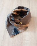 Bronze Two Tone Botanically Printed Silk + Linen Wrap Scarf