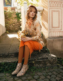 Rust Floral Eco Print Vintage Lambswool Wool Cardigan - Hand Dyed (Copy)