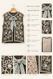 Up-cycled Dark Olive Floral & Cream Bohemia Vest 🌾
