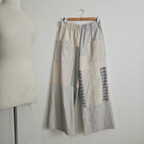 Beige Linen Patchwork Panoma Pants  ONE-SIZE-FITS-MOST