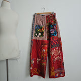 Red Patchwork Floral Panoma Pants  ONE-SIZE-FITS-MOST