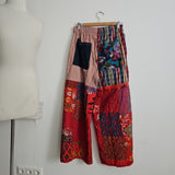 Red Patchwork Floral Panoma Pants  ONE-SIZE-FITS-MOST