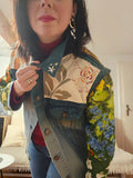 Frida Flowers Upcycled Denim Jacket