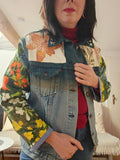 Frida Flowers Upcycled Denim Jacket
