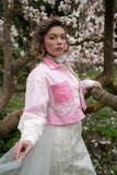Pink Applique Upcycled Patchwork Cropped Denim Jacket🩷🌷