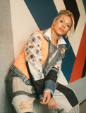 Eye Sea You Orange Denim Puffer