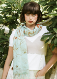 Cozy Oversized Botanically Printed Scarf - Mint