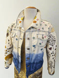 Flower Pounded Quilted Patchwork Upcycled Denim Jacket