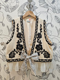 Up-cycled Beige & Black Floral Bohemia Vest ⚘️