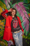 Red Hot 60's Midi Quilted Embellished Jacket