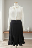 Saddle Skirt Black Pin Stripe & Abstract Monochrome
