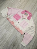 Pink Dipped Upcycled Patchwork Cropped Denim Jacket🌸