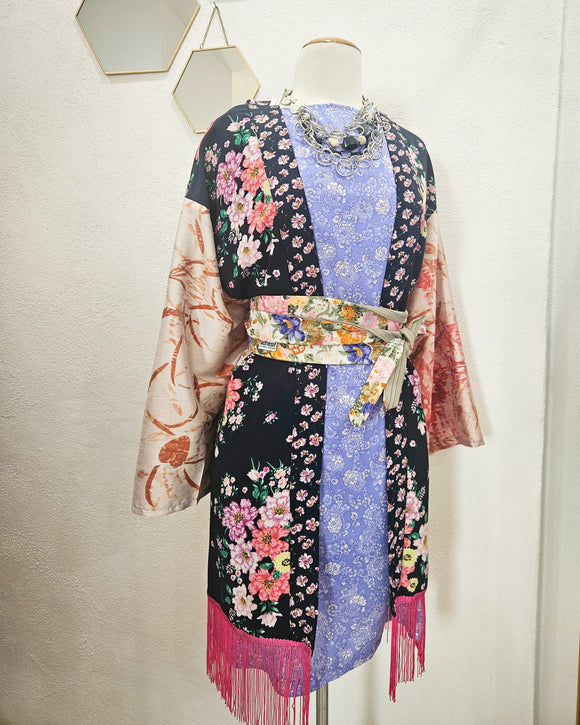 Wildflowers Silk Botanical Print Upcycled Kimono 🌸🌸🌸