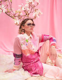 Pink Purple Glam Embellished Super Long Knit Cardigan