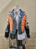 Eye Sea You Orange Denim Puffer