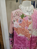 Pink Purple Glam Embellished Super Long Knit Cardigan