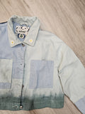 Seafoam Dipped Upcycled Patchwork Denim Jacket🌊