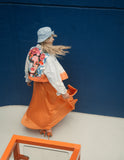 Orange Dipped Upcycled Denim Jacket