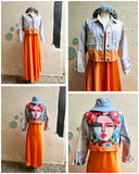 Orange Dipped Upcycled Denim Jacket