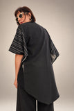 Reversible Kimono Gradual Hem Jacket - Black & Silver Lining