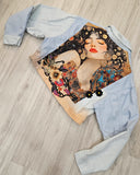 Pale Sherbet Dipped Upcycled Patchwork Denim Jacket🌼