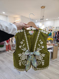 Up-cycled Kiwi Floral & Cream Bohemia Vest 🥝