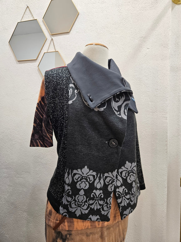 Grey Crimson Multiway Vest - Butterfly Collar