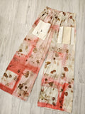 Shibori + Botanical Print Panoma Pants (Dark Pink)