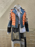 Eye Sea You Orange Denim Puffer