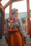 Orange Dipped Upcycled Denim Jacket